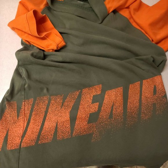NIKE AIR Mens Medium Green Orange Short Sleeve 3 Button Spell Out Polo Shirt - Picture 3 of 12